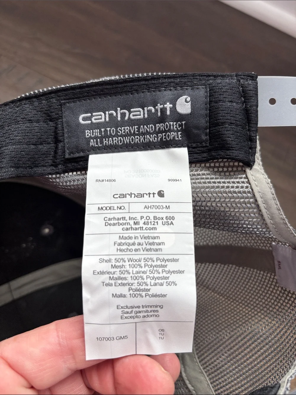 Carhartt Wool pre-curved mesh back,snap back,Force Sweatband,adjustable,Camo cap